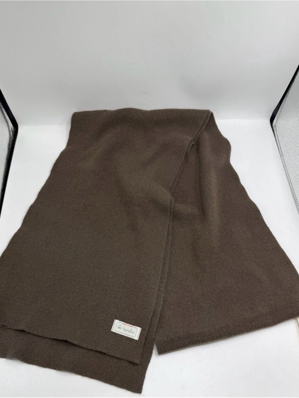 Vtg United Colors of Benetton Wool Scarf Brown Rectangle Unisex